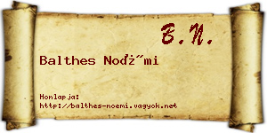 Balthes Noémi névjegykártya